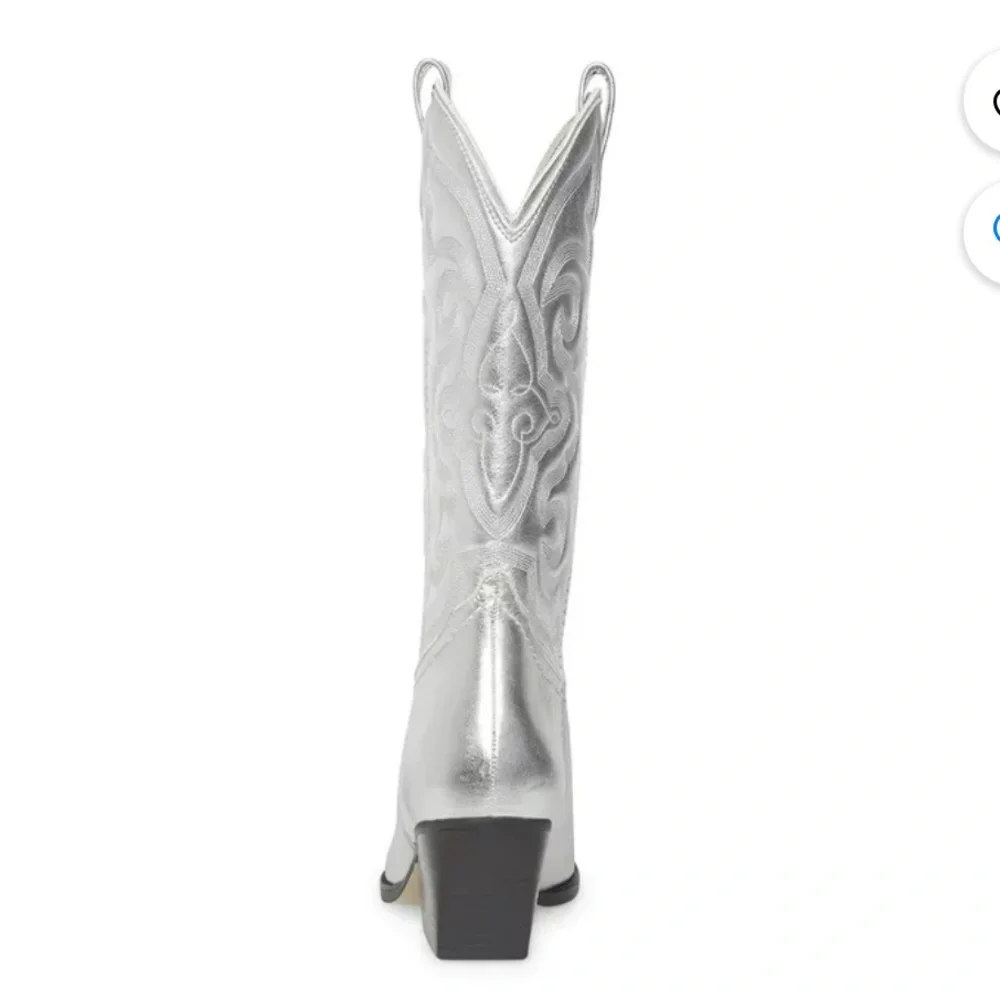 Steve Madden Silver Cowboy Boots - Picture 6 of 12